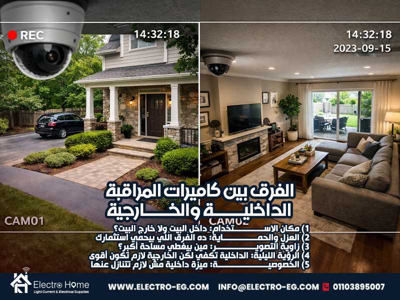الفرق بين كاميرات المراقبة الداخلية والخارجية