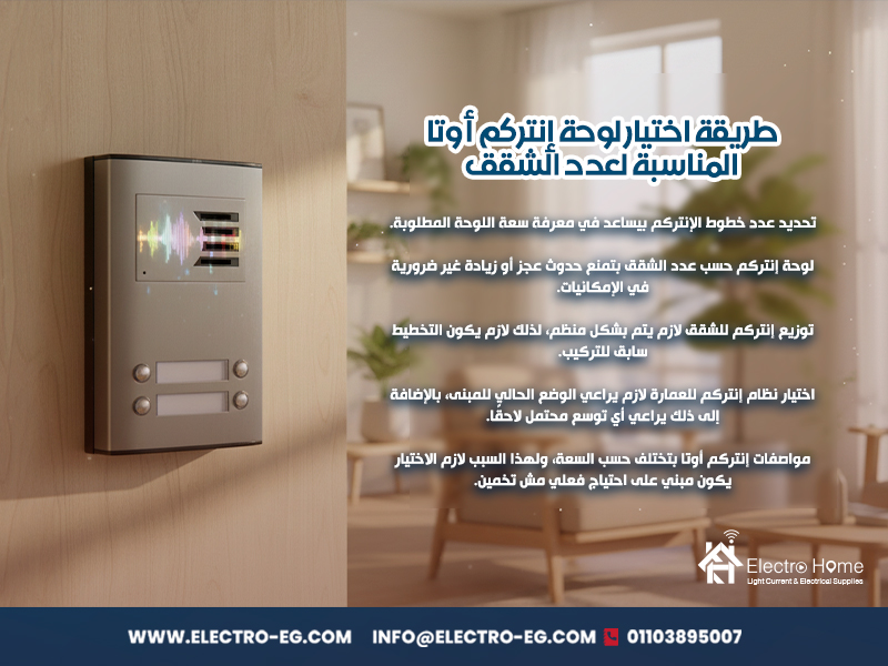 طريقة اختيار لوحة إنتركم أوتا المناسبة لعدد الشقق